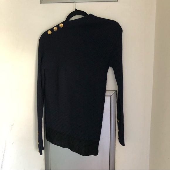 Rag & Bone Ribbed 100% Extra Fine Merino Wool Gold Button Sweater Top - 2XS - Picture 3 of 12